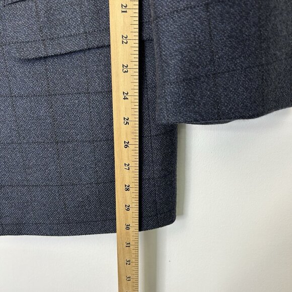 Oscar De La Renta Blazer Jacket Men’s Size 46R Blue Windowpane Sport Coat Wool - Picture 9 of 12